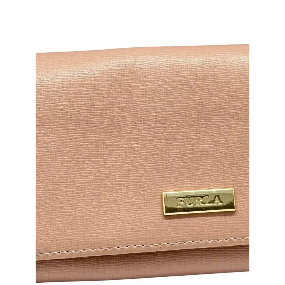 Furla Classic XL Bifold Wallet Dusty Rose Pale Mauve Gold Logo Ladies 7.25 x 4 - Picture 3 of 13